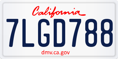 CA license plate 7LGD788