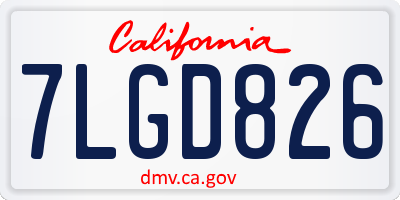CA license plate 7LGD826