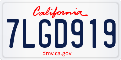 CA license plate 7LGD919