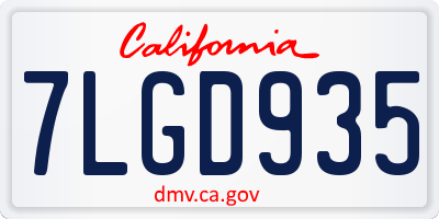 CA license plate 7LGD935