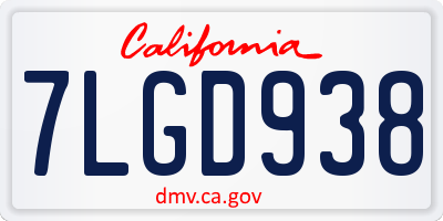 CA license plate 7LGD938