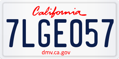 CA license plate 7LGE057