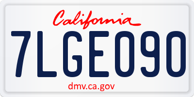 CA license plate 7LGE090