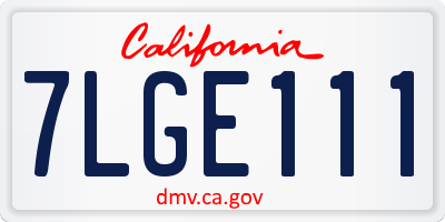 CA license plate 7LGE111