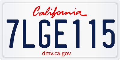 CA license plate 7LGE115
