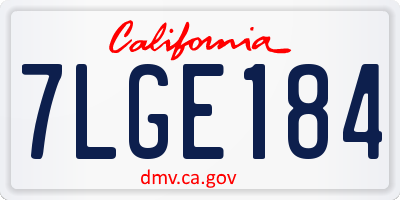 CA license plate 7LGE184