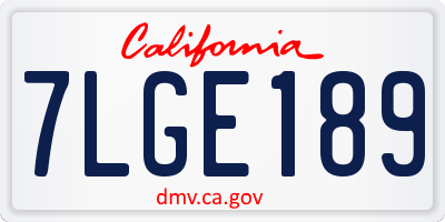 CA license plate 7LGE189