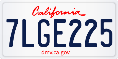 CA license plate 7LGE225