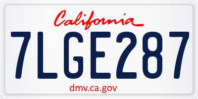 CA license plate 7LGE287