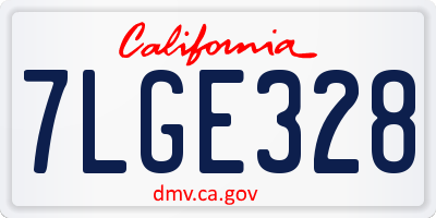 CA license plate 7LGE328