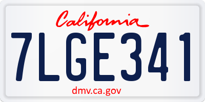CA license plate 7LGE341