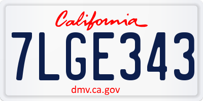 CA license plate 7LGE343