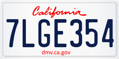 CA license plate 7LGE354