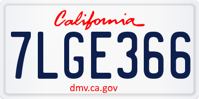 CA license plate 7LGE366