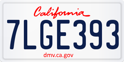 CA license plate 7LGE393