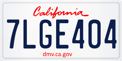 CA license plate 7LGE404