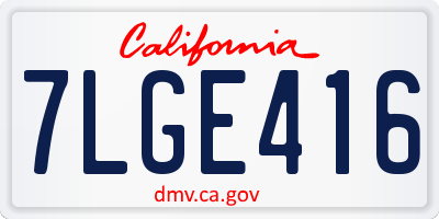 CA license plate 7LGE416