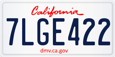 CA license plate 7LGE422