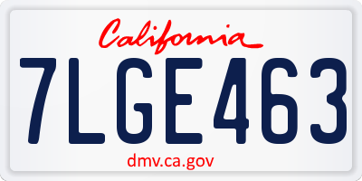 CA license plate 7LGE463