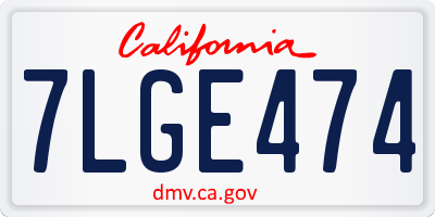 CA license plate 7LGE474