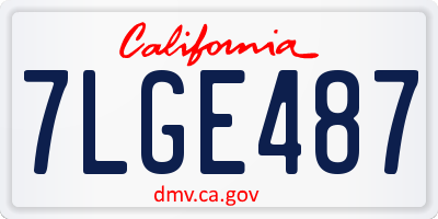 CA license plate 7LGE487