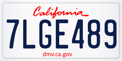 CA license plate 7LGE489