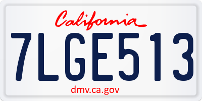 CA license plate 7LGE513