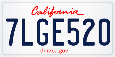 CA license plate 7LGE520