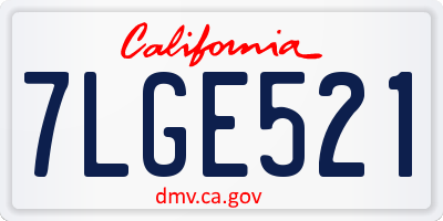 CA license plate 7LGE521