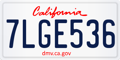 CA license plate 7LGE536