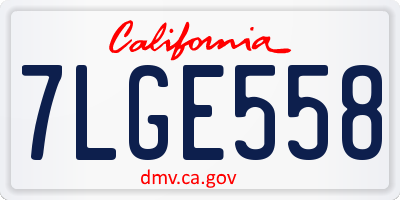 CA license plate 7LGE558