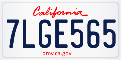 CA license plate 7LGE565