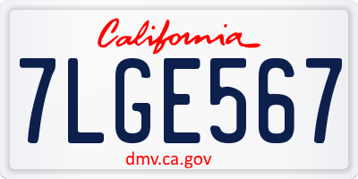 CA license plate 7LGE567