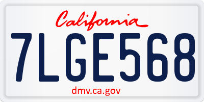 CA license plate 7LGE568