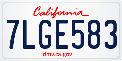 CA license plate 7LGE583