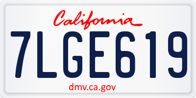 CA license plate 7LGE619