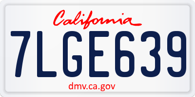 CA license plate 7LGE639