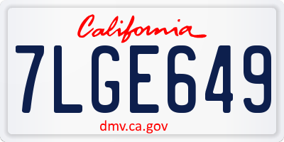 CA license plate 7LGE649