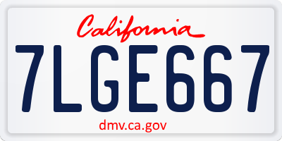 CA license plate 7LGE667