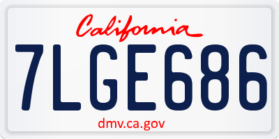 CA license plate 7LGE686