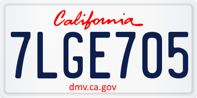 CA license plate 7LGE705