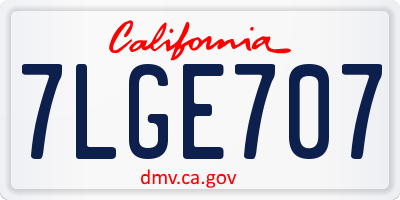 CA license plate 7LGE707