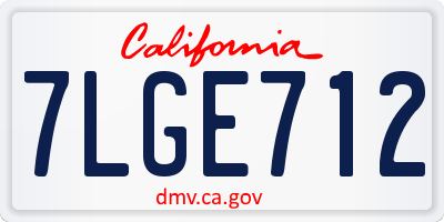 CA license plate 7LGE712
