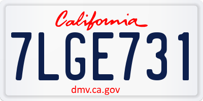 CA license plate 7LGE731