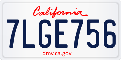 CA license plate 7LGE756