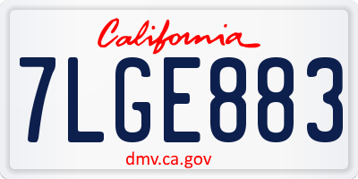 CA license plate 7LGE883