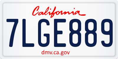 CA license plate 7LGE889