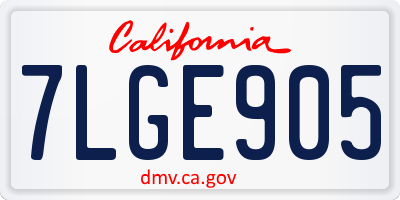 CA license plate 7LGE905