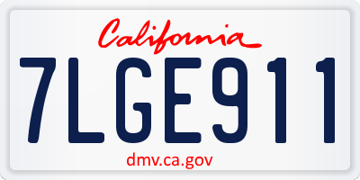 CA license plate 7LGE911