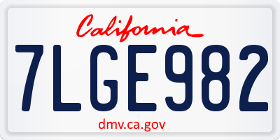 CA license plate 7LGE982